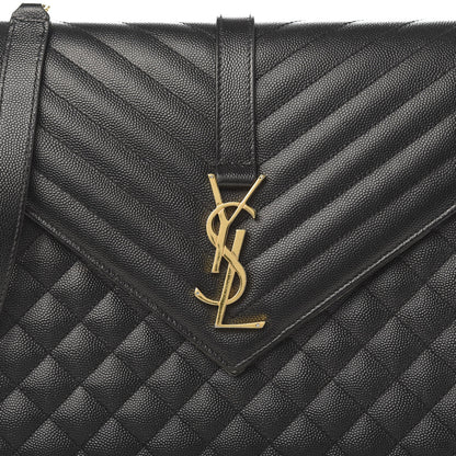 Saint Laurent Grain De Poudre Large Tri-Quilt Monogram Satchel Black 20 of 20