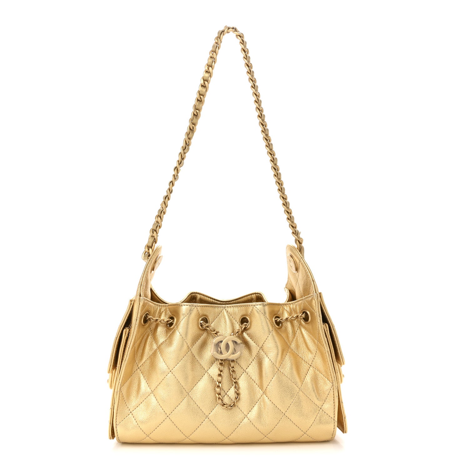 Chanel Metallic Caviar Quilted Mini Chanel 25 Handbag Gold 1 of 11