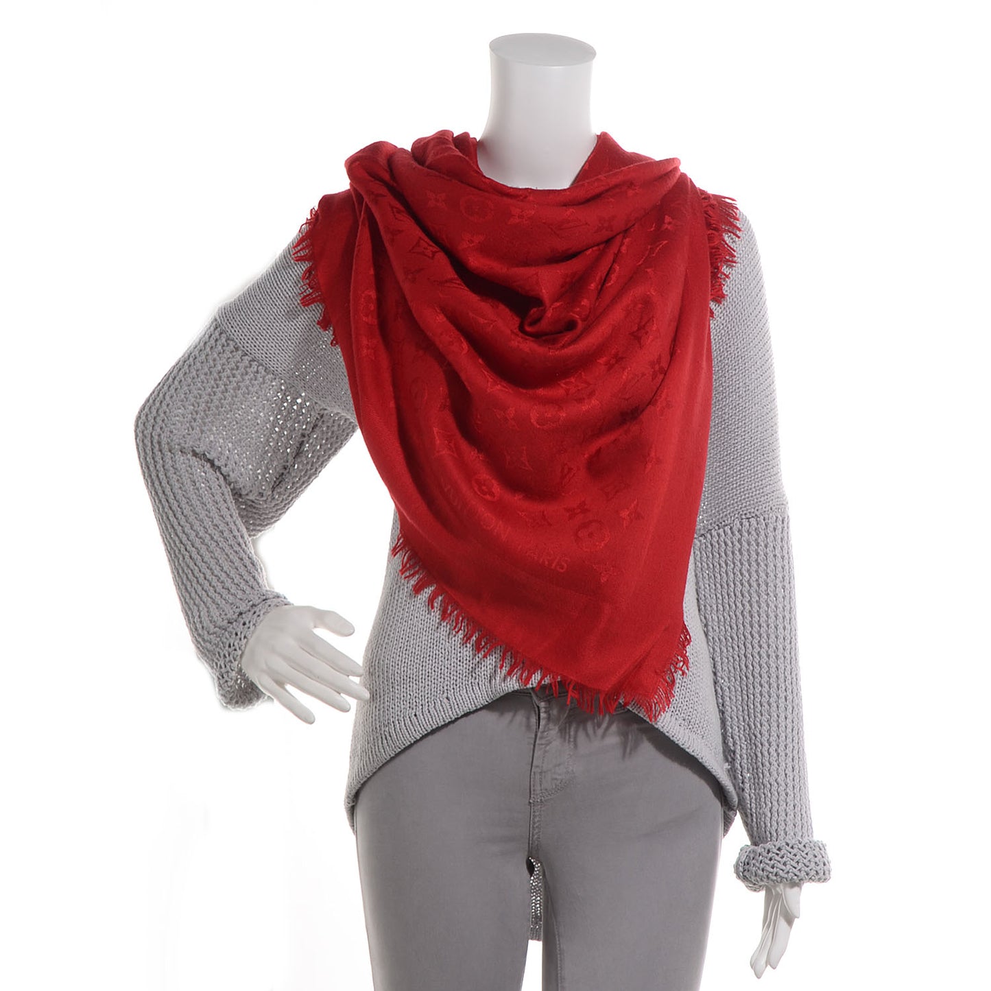 Silk Wool Monogram Shawl Pomme D'Amour