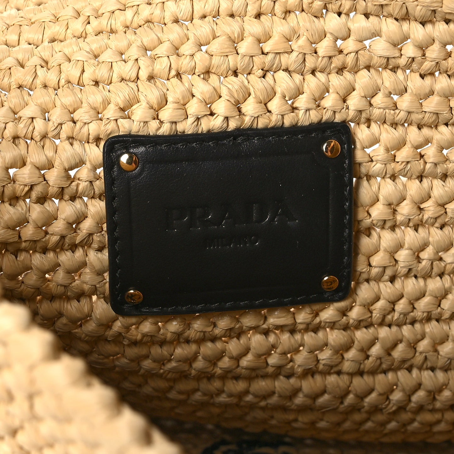 Yarn Raffia Effect Crochet Embroidered Logo Tote Messenger Bag Naturale