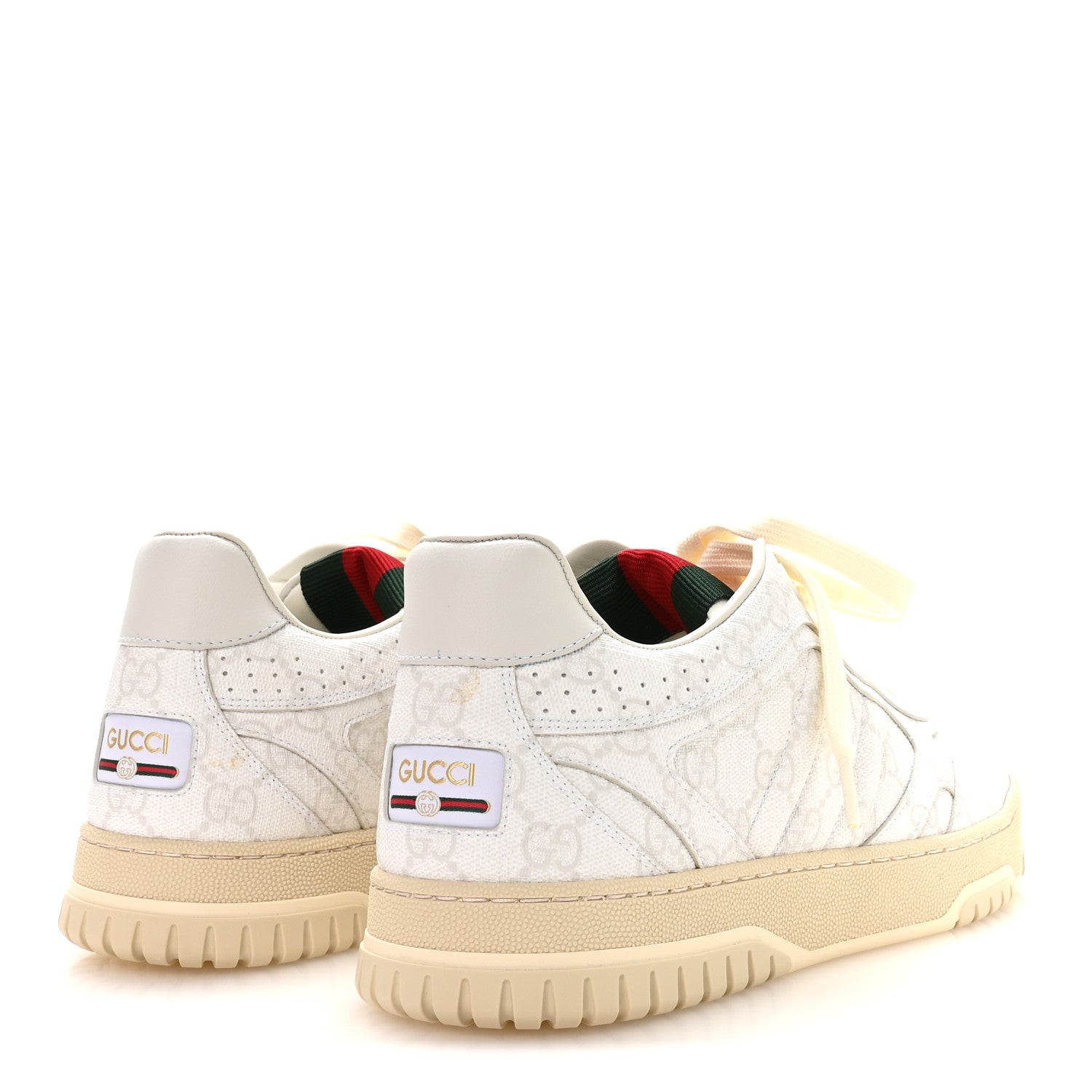 Gucci GG Supreme Monogram Mens Re-Web Sneakers 8.5 White 1902896