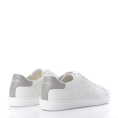 Gucci Calfskin Interlocking G Perforated Womens Ace Sneakers 36.5 White Grey Sky 4 of 10