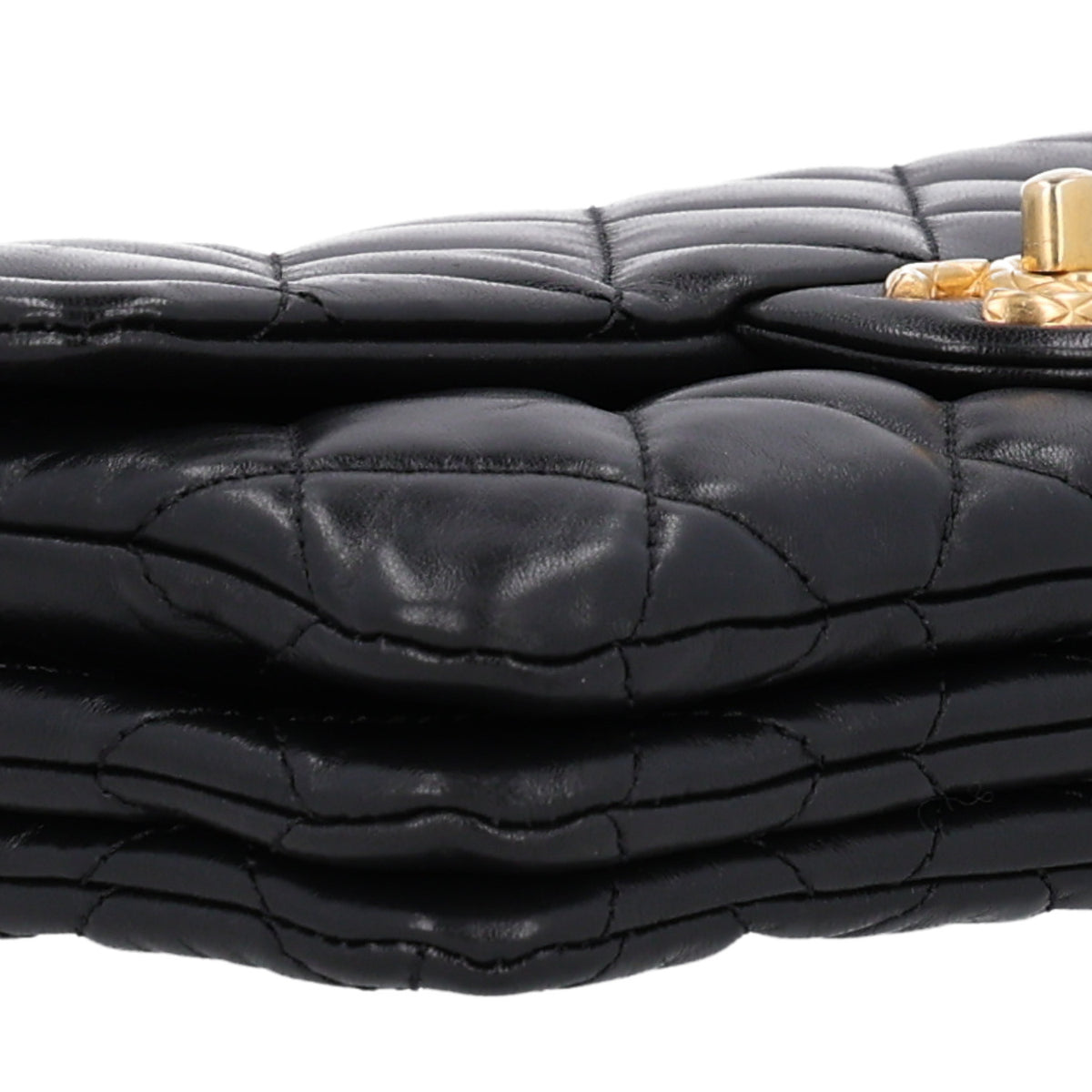 Lambskin Quilted Small Pillow Crush Flap Black