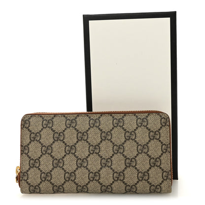 Gucci GG Supreme Monogram Cuoio Toscano Zip Around Wallet Beige Ebony Cuir 7 of 7