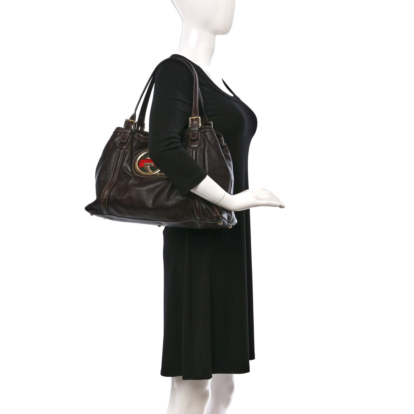 Calfskin Medium Britt Tote Dark Brown