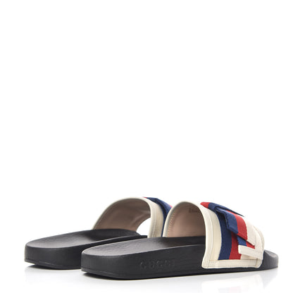 Gucci Satin Web Sylvie Bow Slide Sandals 38 White 4 of 8