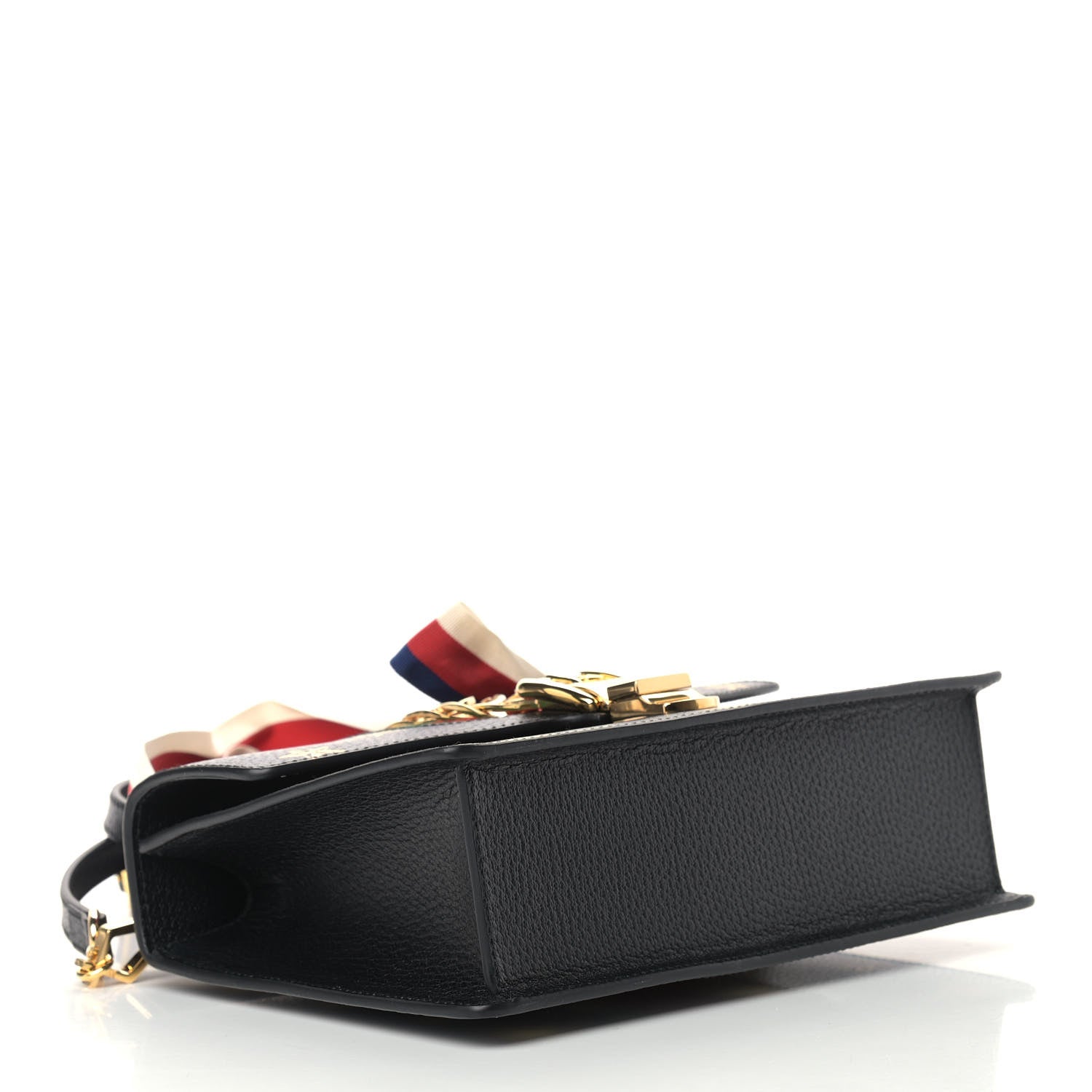 Gucci Textured Calfskin Bee Star Print Small Sylvie Shoulder Bag Black 4 of 10
