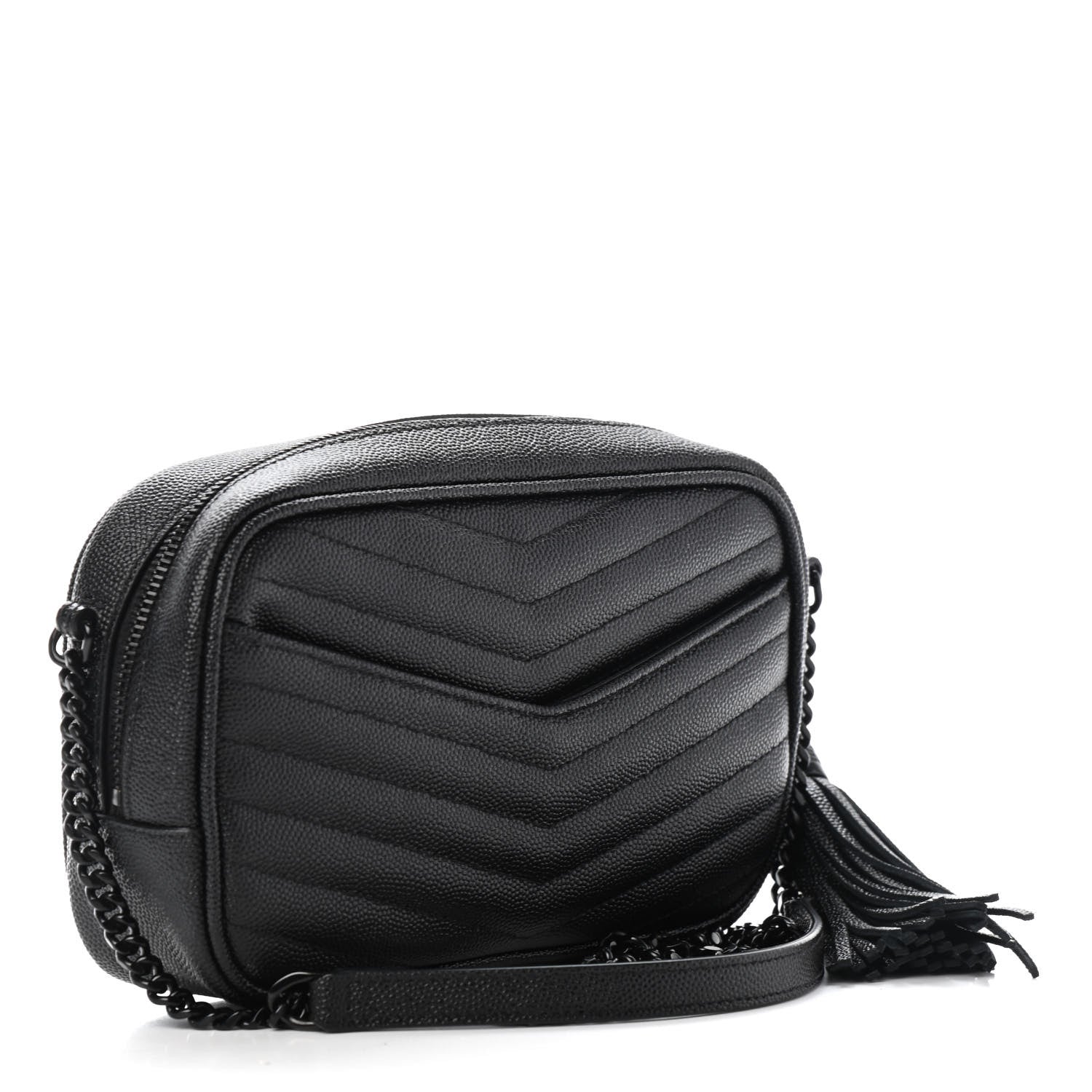 Saint Laurent Grain De Poudre Matelasse Monogram Mini Lou Camera Bag Black 3 of 9