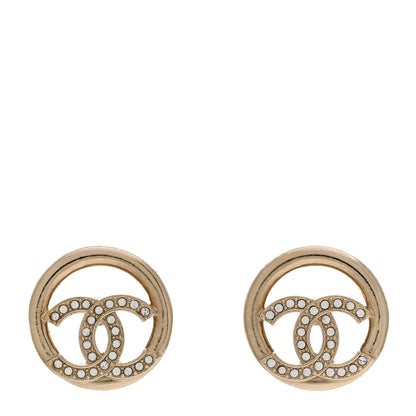 Chanel Crystal CC Round Earrings Gold 1 of 5