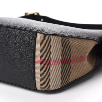 Burberry Soft Grain Calfskin House Check Small Helmsley Crossbody Black 7 of 10