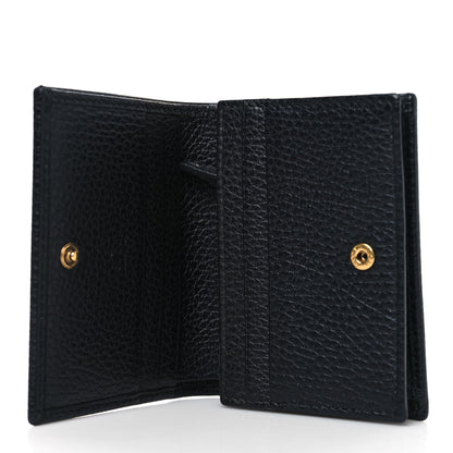 Gucci Pebbled Calfskin Butterfly Card Case Black 5 of 8