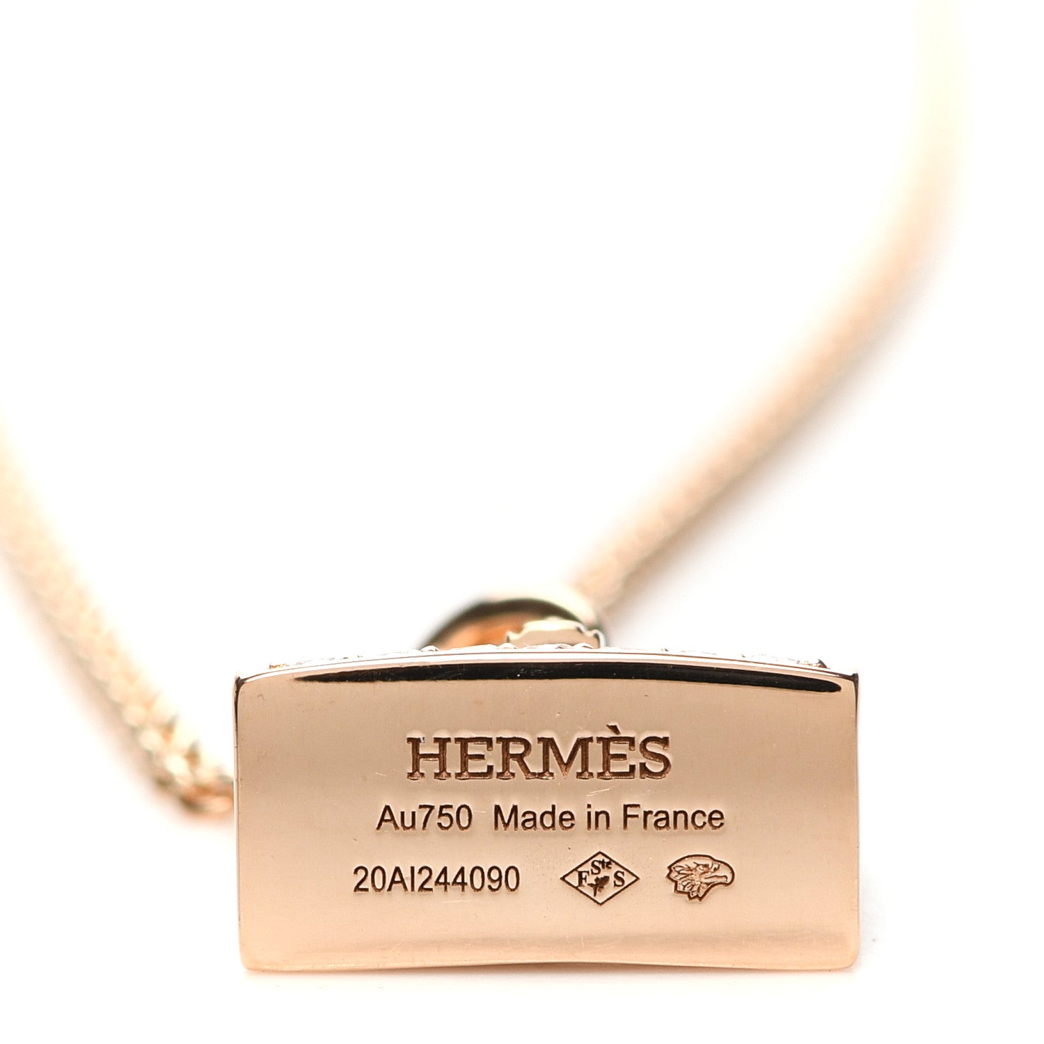 Hermes 18K Rose Gold Diamond Kelly Amulettes Pendant Necklace 5 of 6