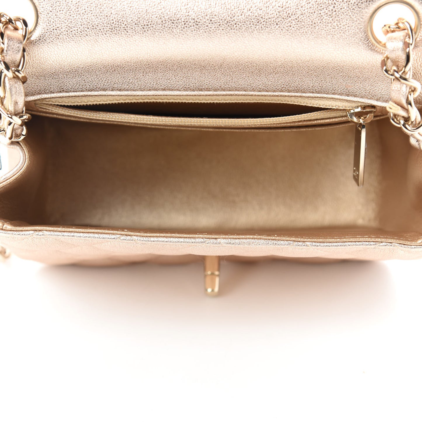 Metallic Lambskin Quilted Mini Square Flap Gold