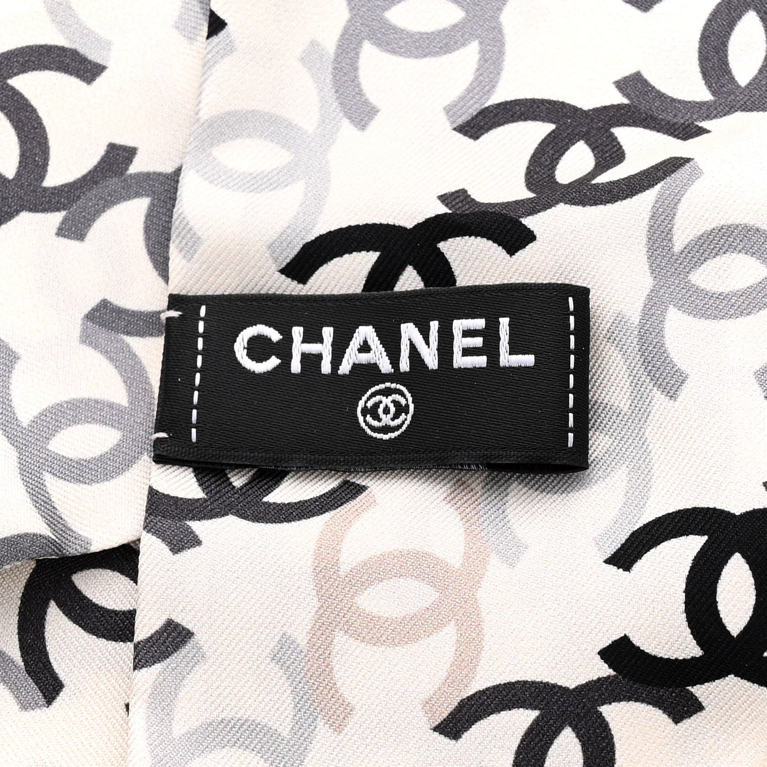 Chanel Silk CC Slim Bandeau Scarf Ecru Multicolor 3 of 3