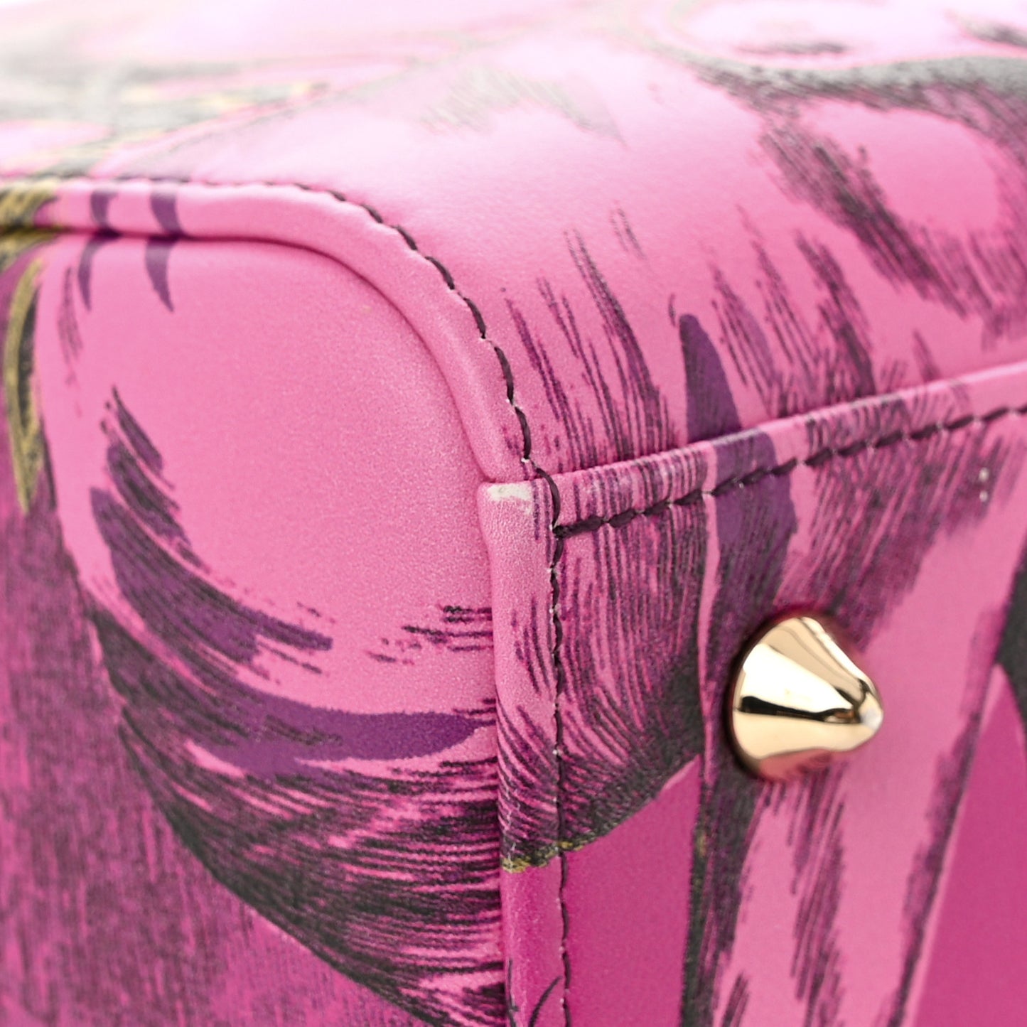 Calfskin Printed Toile De Jouy Medium Lady Dior Pink Multicolor