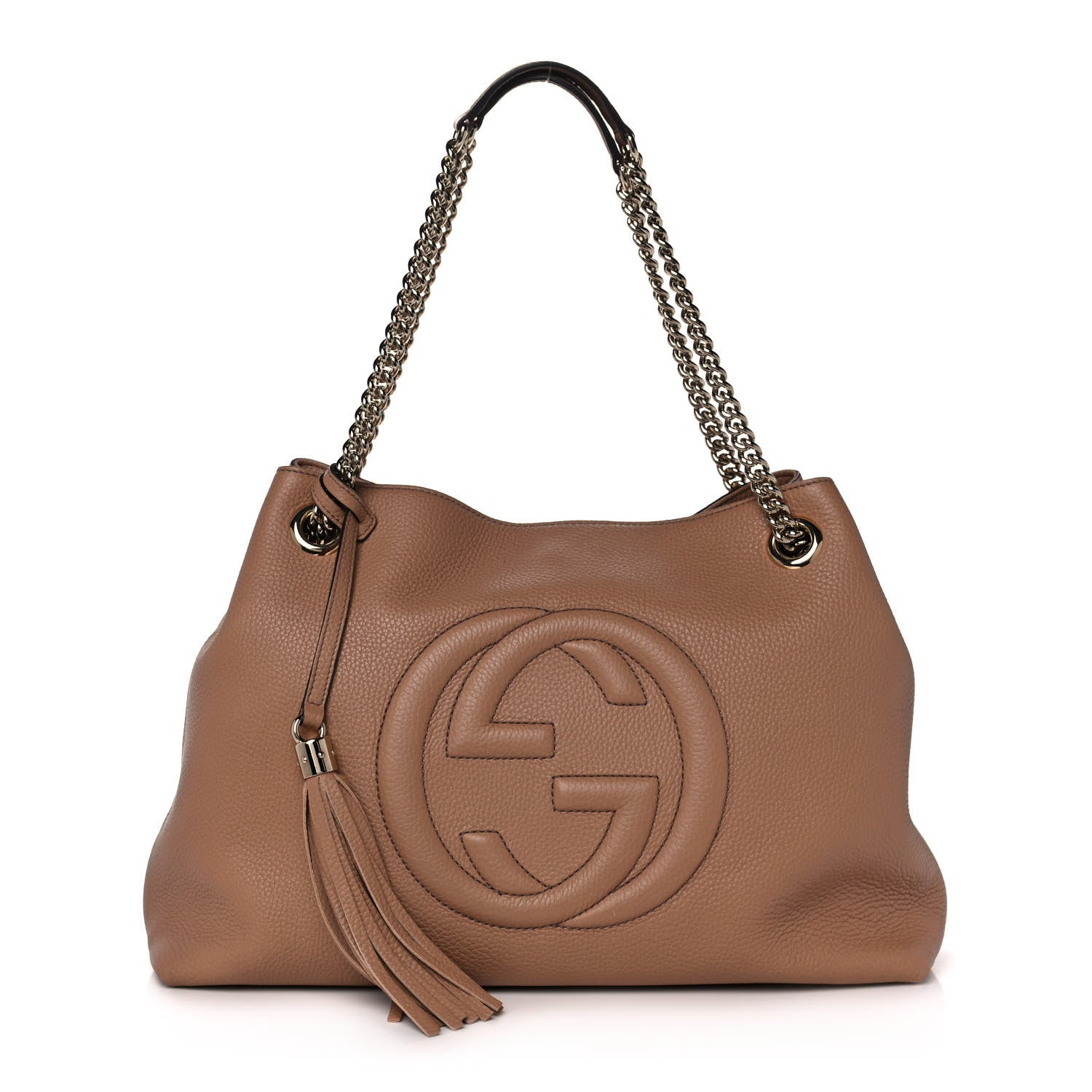 Gucci Pebbled Calfskin Medium Soho Chain Shoulder Bag Camelia 1 of 13