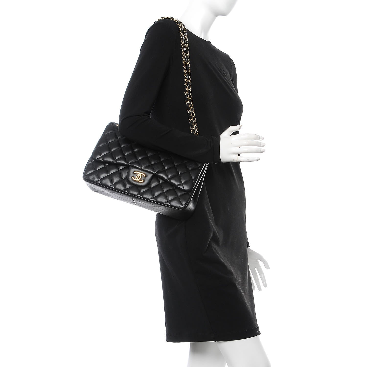 Chanel Lambskin Quilted Jumbo Double Flap Black 3 of 9