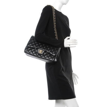 Chanel Lambskin Quilted Jumbo Double Flap Black 3 of 9
