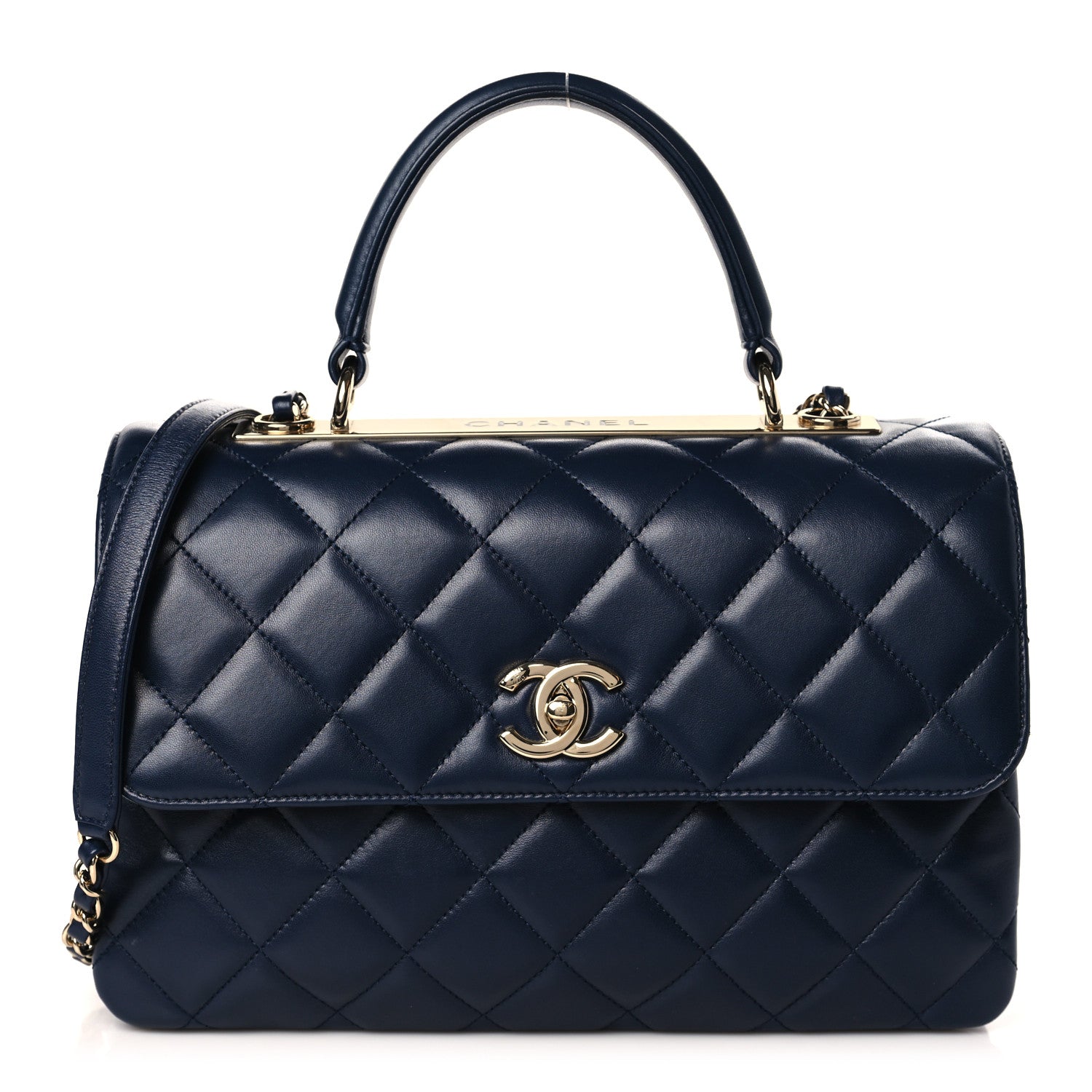 Chanel Lambskin Quilted Medium Trendy CC Flap Dual Handle Bag Navy Blue 1 of 9