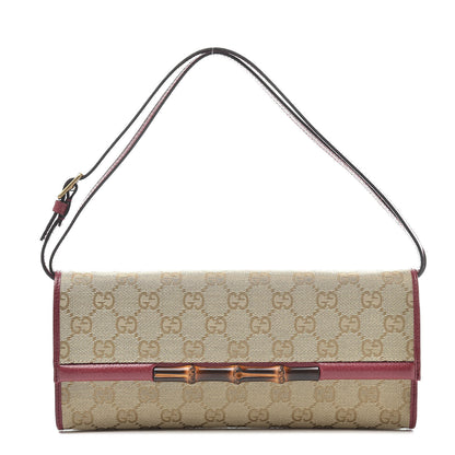 Gucci Monogram Bamboo Bar Clutch Red 1 of 10