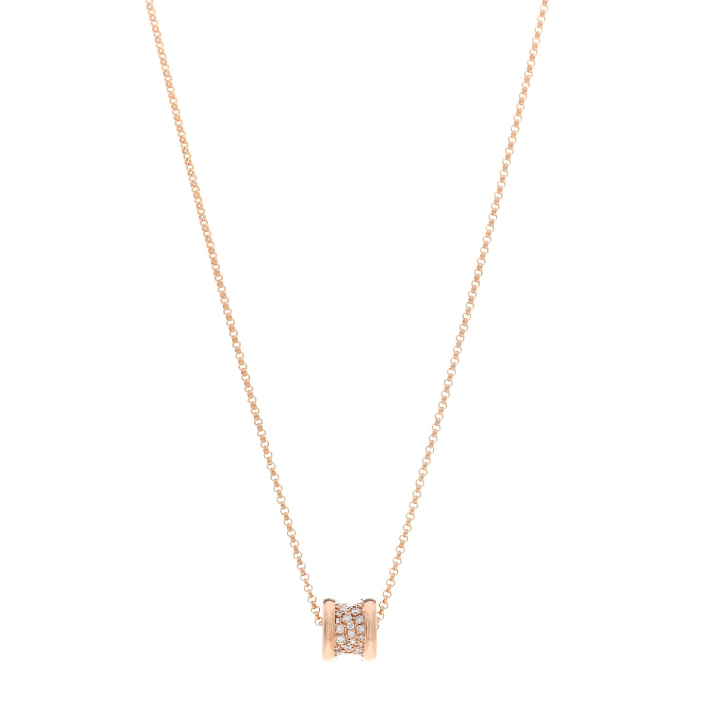 18K Rose Gold Diamond Small B.Zero1 Pave Pendant Necklace
