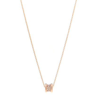 Bulgari 18K Rose Gold Diamond Small B.Zero1 Pave Pendant Necklace 1 of 5