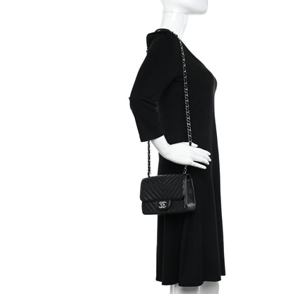 Chanel Lambskin Chevron Quilted Mini Square Flap Black 2 of 11