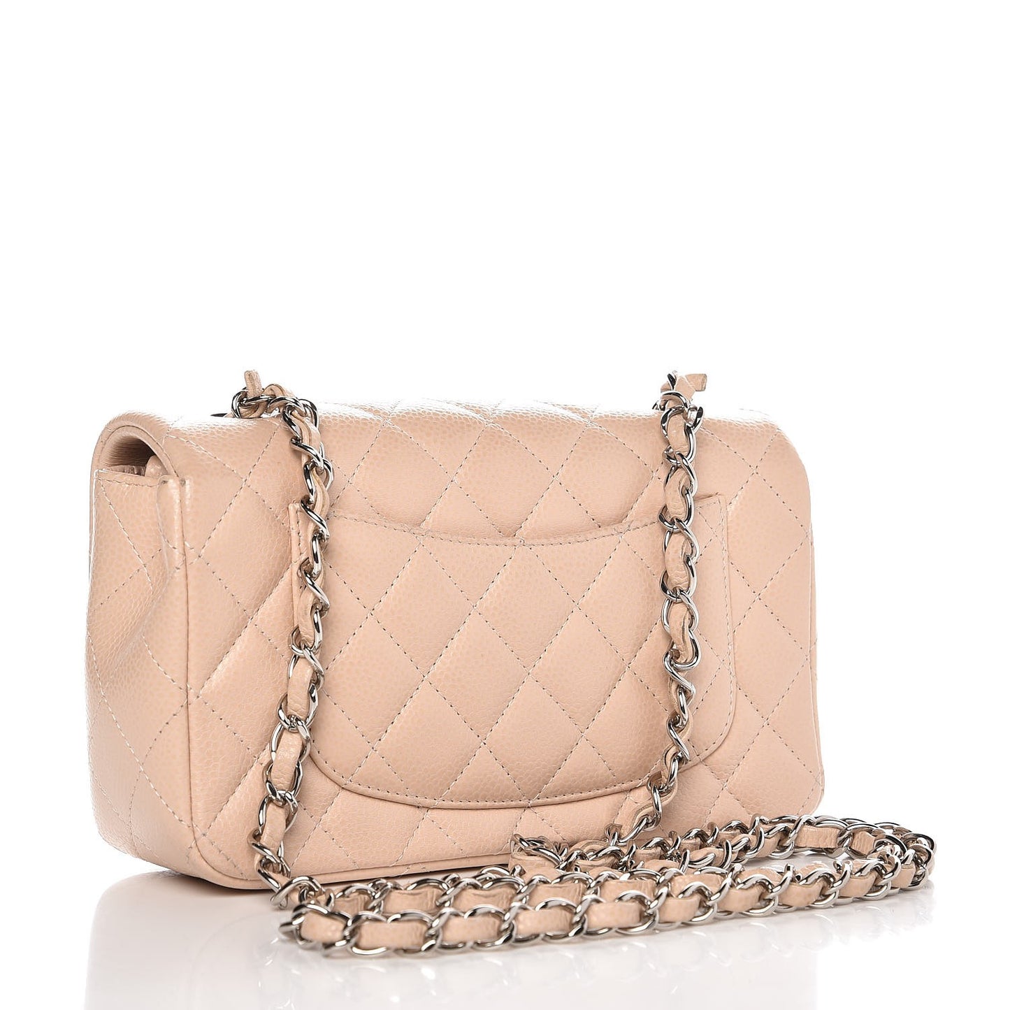 Caviar Quilted Mini Rectangular Flap Light Beige