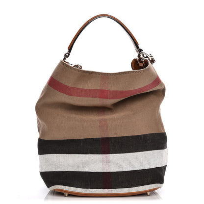 Burberry Canvas Mega Check Medium Ashby Hobo Saddle Brown 1 of 16