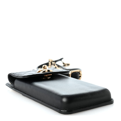 Chanel Lambskin Quilted Phone Holder Flap With Chain Black 4 of 11