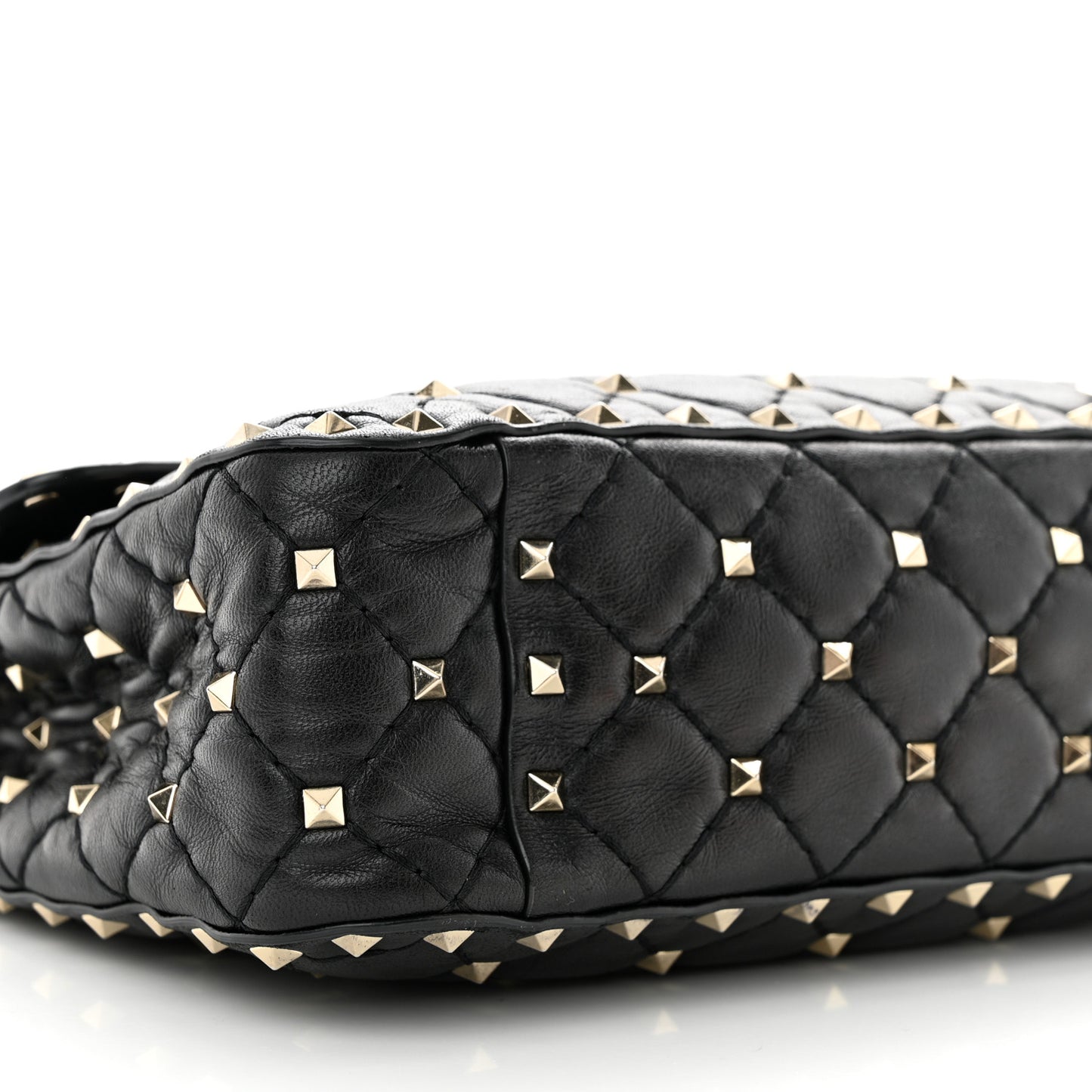 Nappa Medium Rockstud Spike Shoulder Bag Black