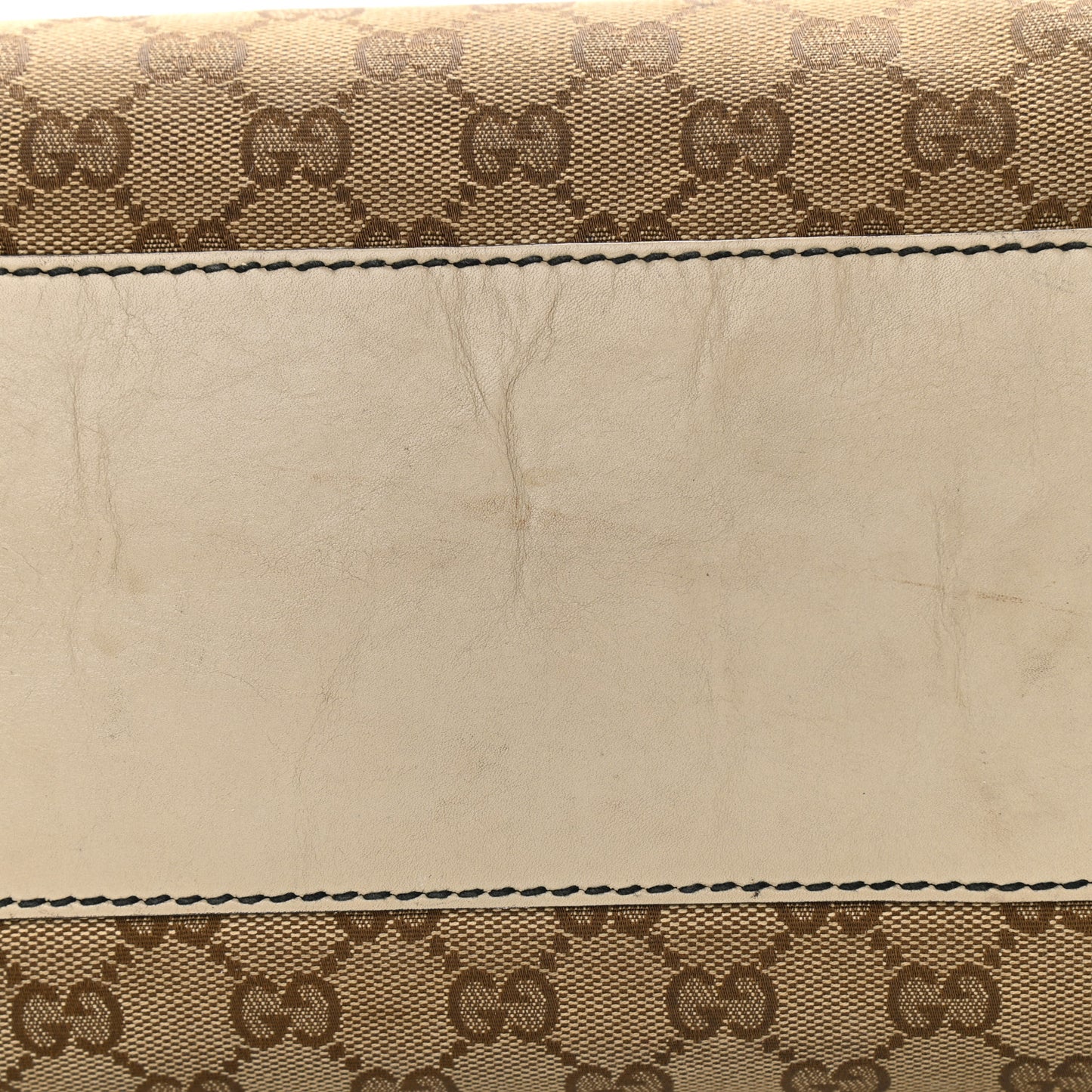 Monogram Margaux Calfskin Large Emily Chain Shoulder Bag Beige Ebony Mystic White