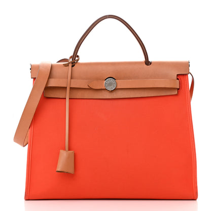Hermes Toile Vache Hunter Herbag Zip 31 PM Orange Natural 3 of 20