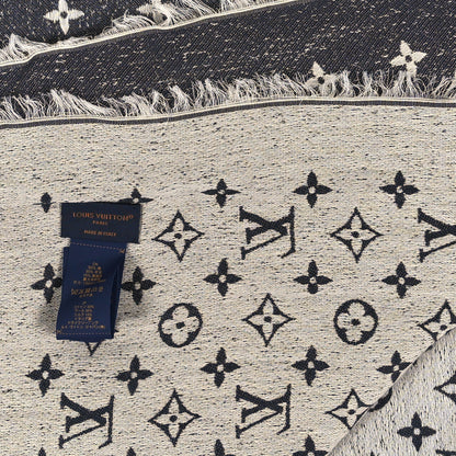 Louis Vuitton Cotton Wool Silk My Daily Denim Shawl Blue 3 of 3