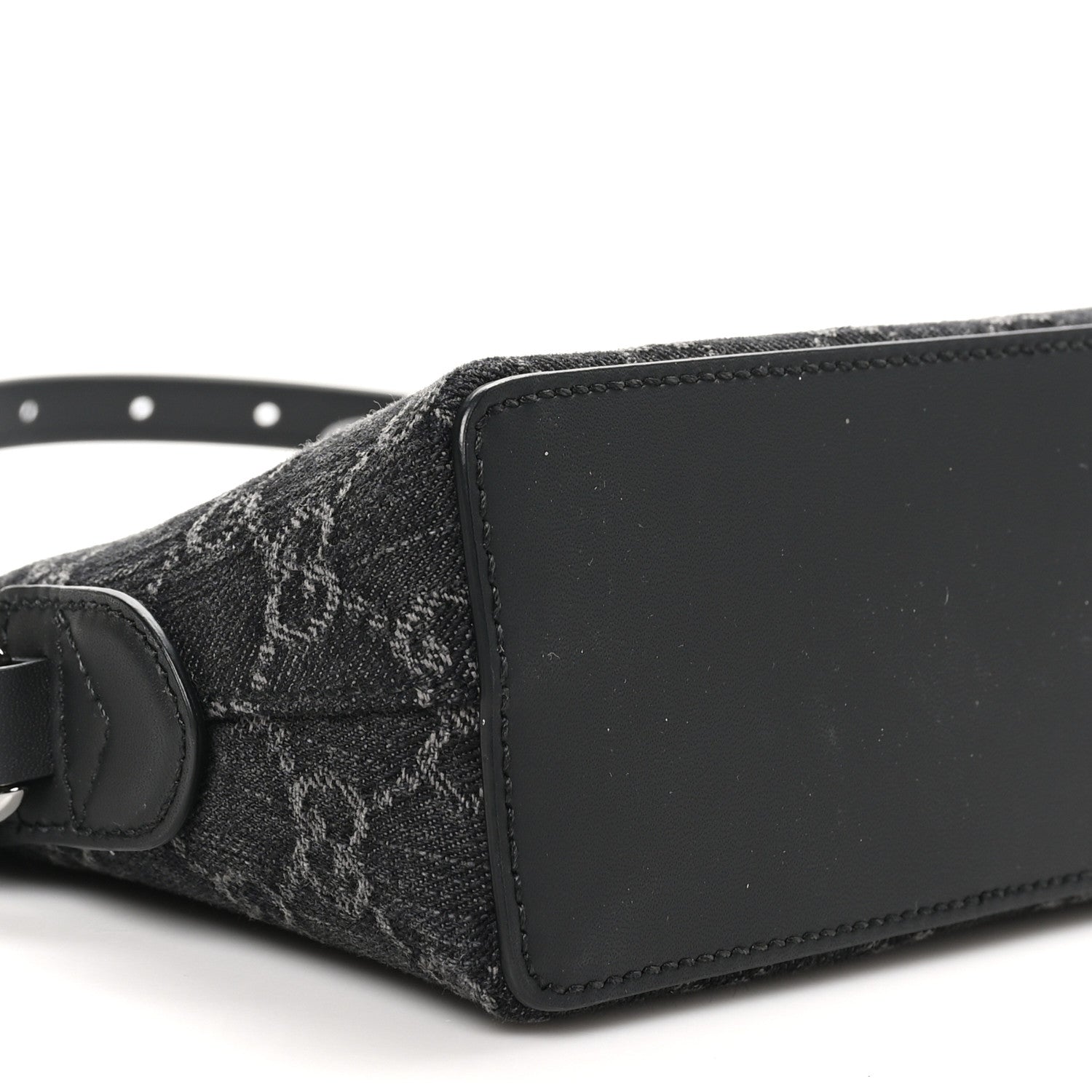 Gucci Denim Cuoio Harness GG Monogram Small Ophidia Dome Shoulder Bag Black Medium Grey 9 of 10