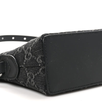 Gucci Denim Cuoio Harness GG Monogram Small Ophidia Dome Shoulder Bag Black Medium Grey 9 of 10