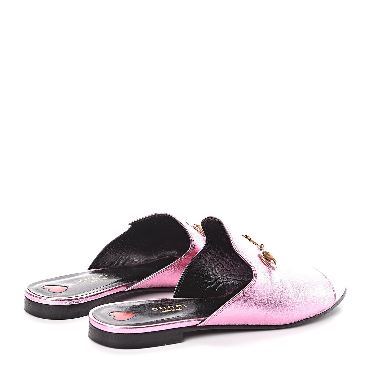 Metallic Malaga Kid Horsebit Slide Sandals 39.5 Rosa