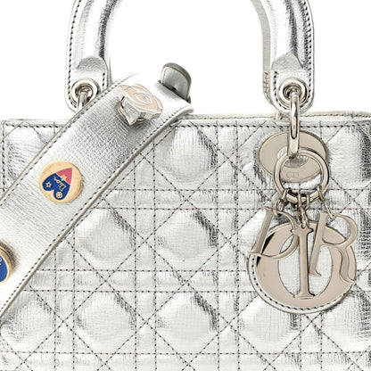 Christian Dior Metallic Grained Calfskin Cannage Small Lucky Badges My Lady Dior Silver 8 of 12