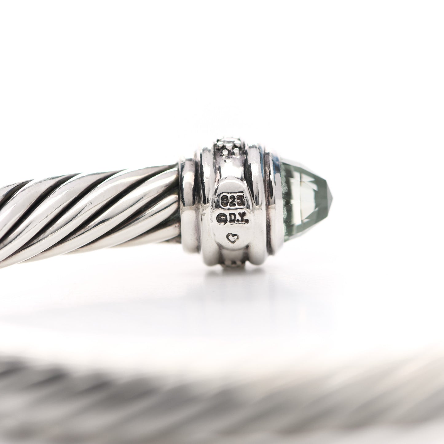 Sterling Silver Diamond Prasiolite 7mm Cable Classics Bracelet