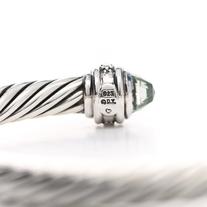 David Yurman Sterling Silver Diamond Prasiolite 7mm Cable Classics Bracelet 4 of 5