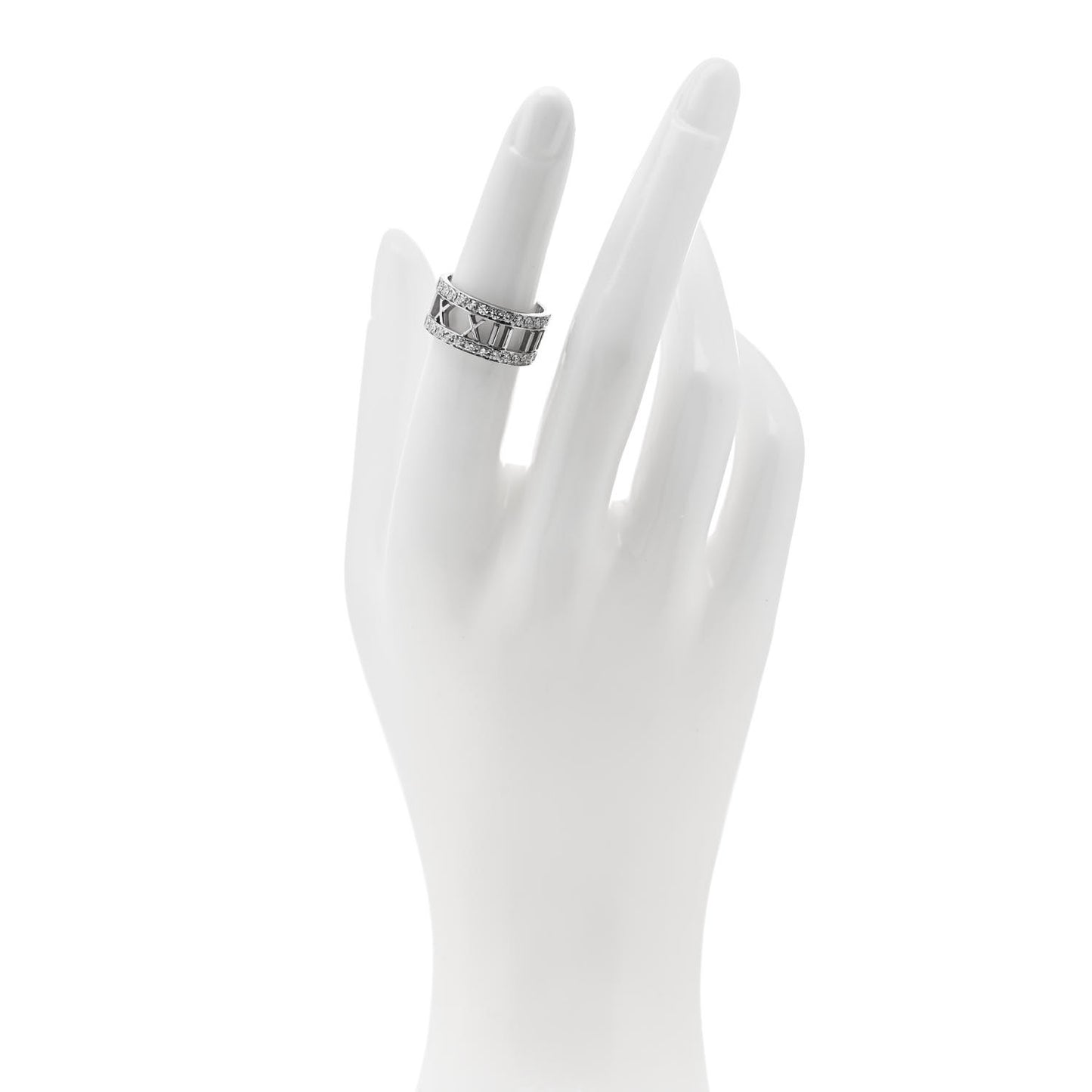 18K White Gold Diamond Wide Atlas Open Ring 50 5.5