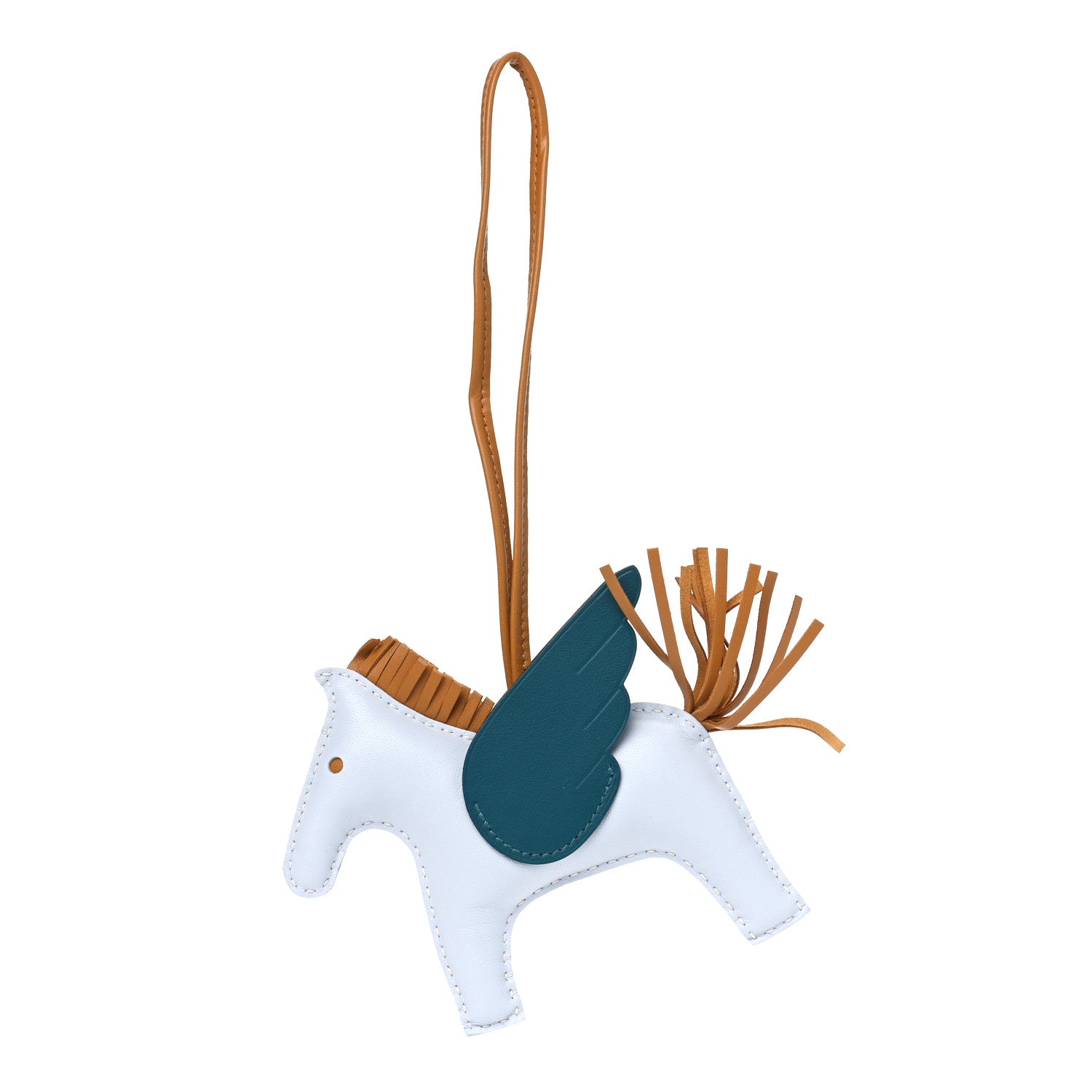 Hermes Milo Lambskin Grigri Rodeo Pegase Horse Bag Charm MM Bleu Brume Sesame Vert Bosphore 1 of 4