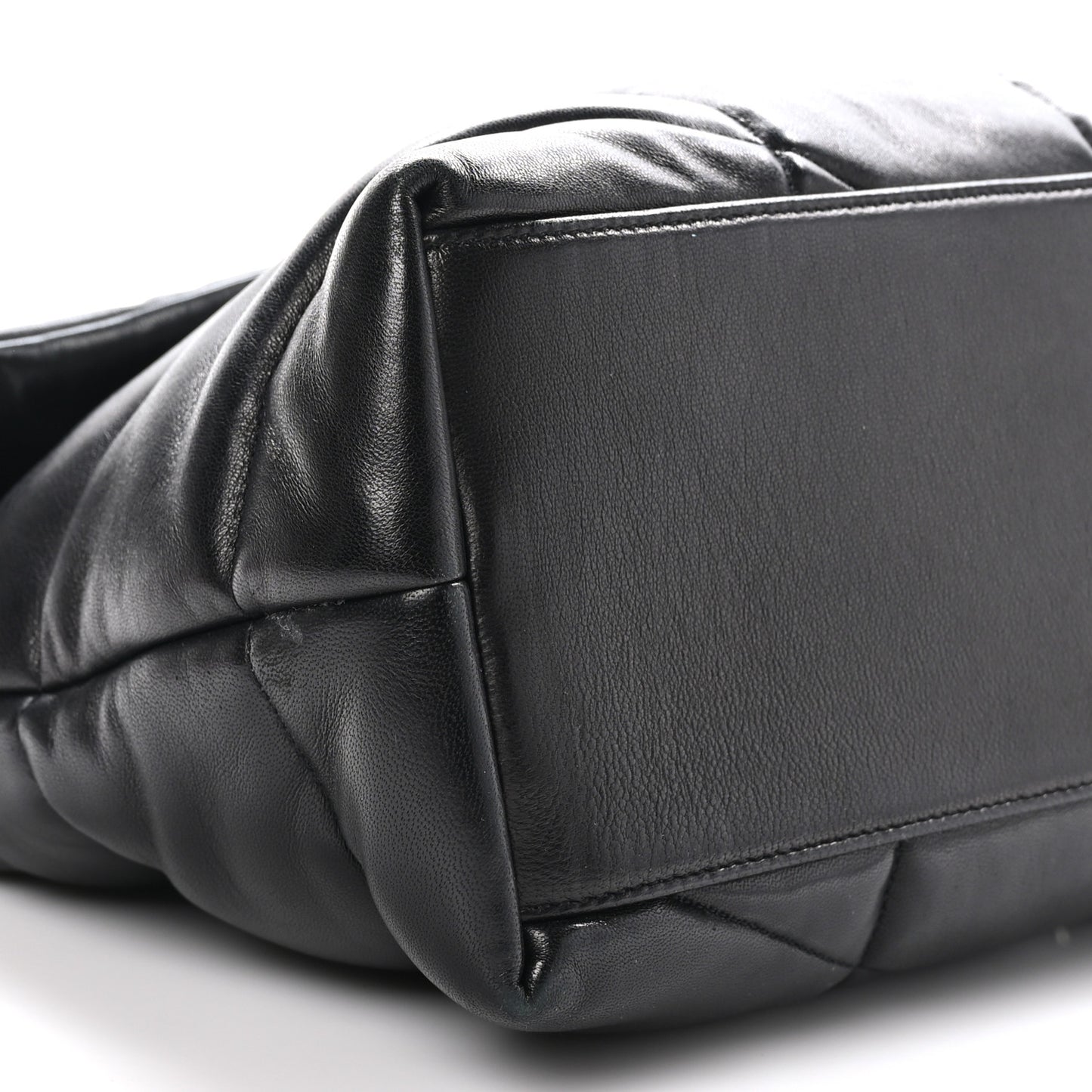 Lambskin Quilted Monogram Monochrome Medium Loulou Puffer Chain Satchel Black
