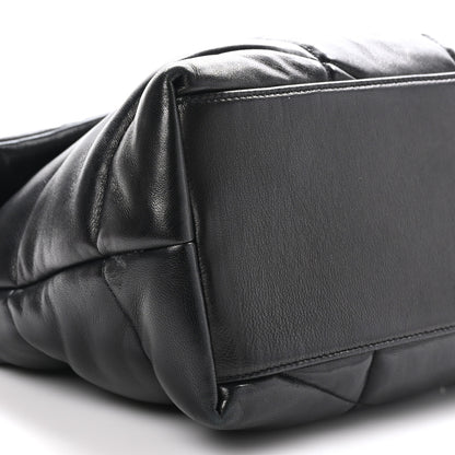 Saint Laurent Lambskin Quilted Monogram Monochrome Medium Loulou Puffer Chain Satchel Black 9 of 10