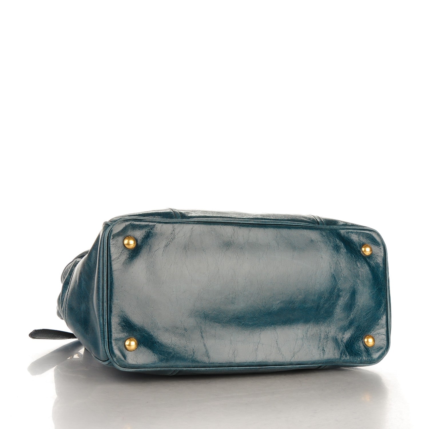 Prada Vitello Shine Tote Denim 14 of 20