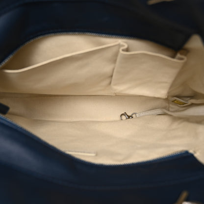 Chanel Calfskin Quilted In The Business North South Tote Blue 5 of 10