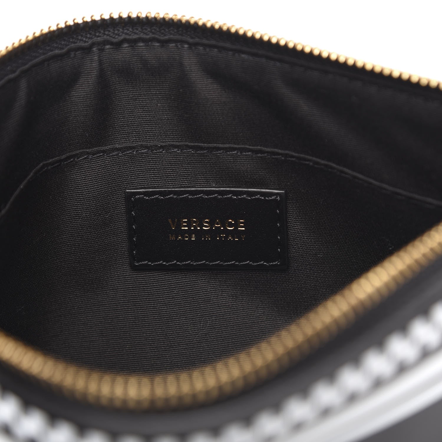 Versace Calfskin 90's Vintage Logo Crossbody Clutch Black White 6 of 10