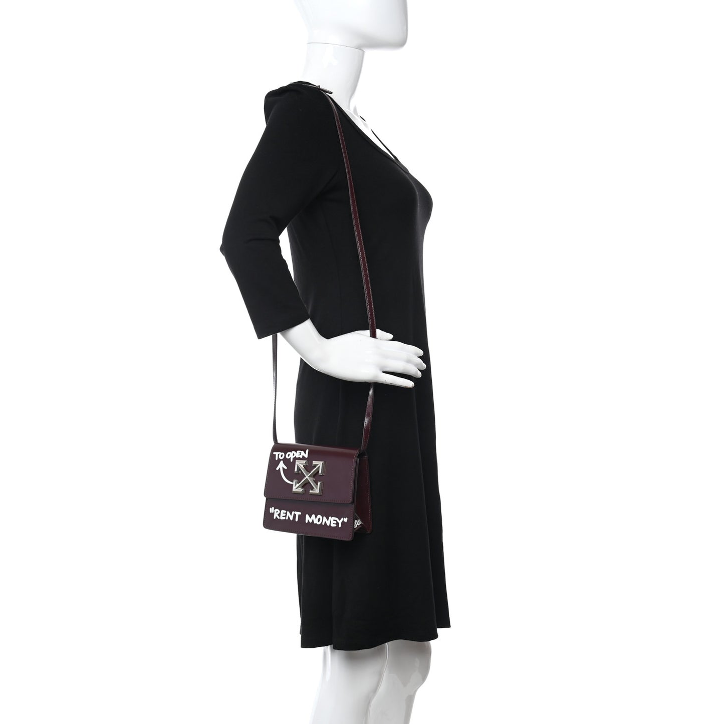 Calfskin Jitney 0.7 Rent Money Crossbody Bag Burgundy