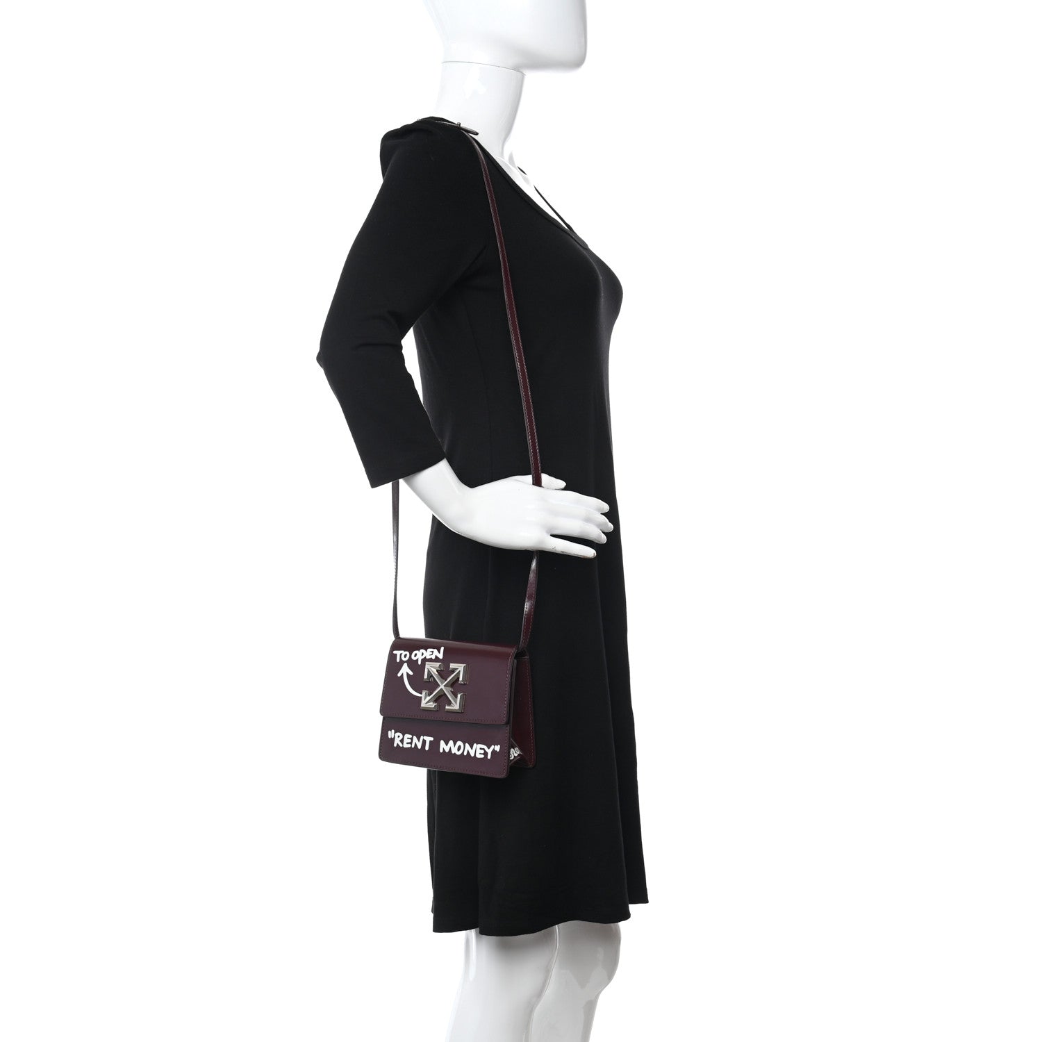 Off-White Calfskin Jitney 0.7 Rent Money Crossbody Bag Burgundy 2 of 16