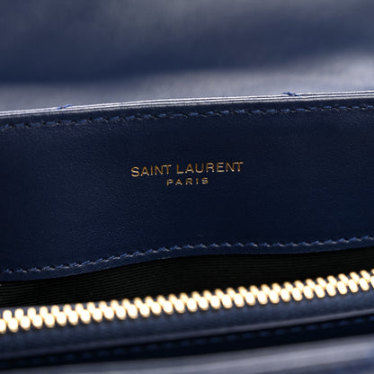 Saint Laurent Calfskin Y Quilted Monogram Small Loulou Chain Satchel Blue Charron 7 of 12